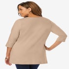 Stretch Cotton Crochet Notch Neck Tunic image number null