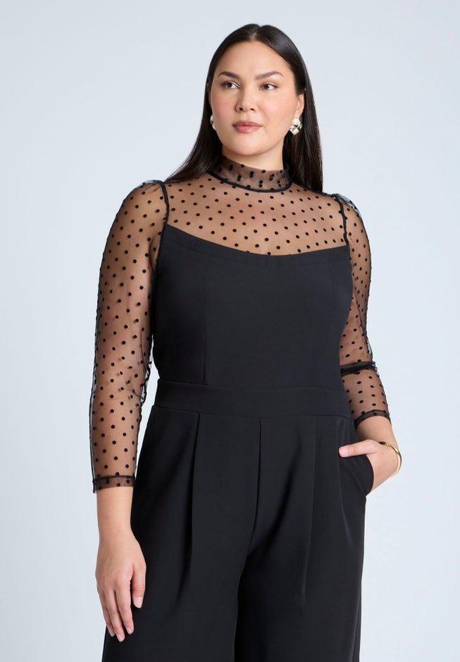 Mesh Turtleneck Jumpsuit image number null