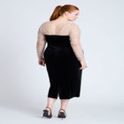 Velvet Midi Dress With Polka Dot Sleeve image number null