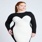 Maxi Sweater Dress With Colorblocked image number null