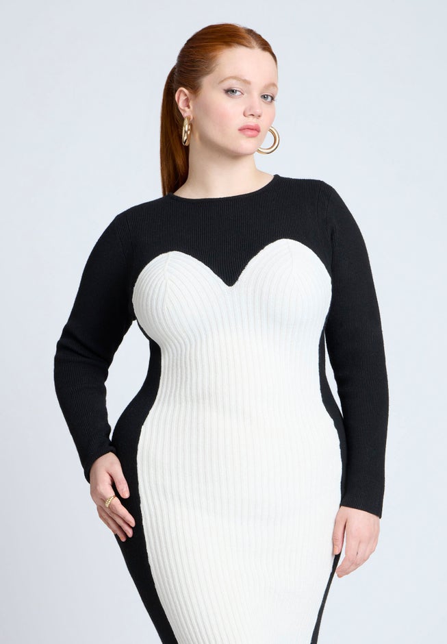 Maxi Sweater Dress With Colorblocked image number 2