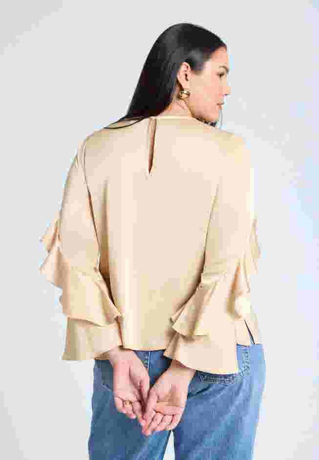 Sleeve Flounce Crewneck Blouse image number 1