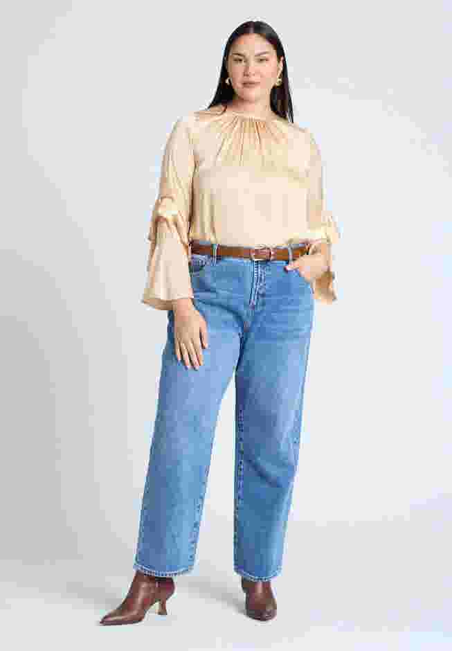 Sleeve Flounce Crewneck Blouse image number 2