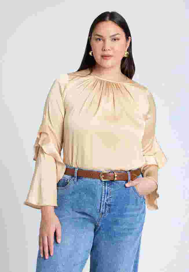 Sleeve Flounce Crewneck Blouse image number 0