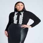 Collared Shirt With Lace-Trimmed Placket image number null