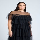 Ruffle Tulle Maxi Dress image number null