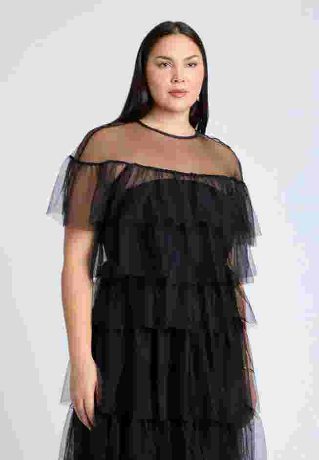 Ruffle Tulle Maxi Dress image number 3