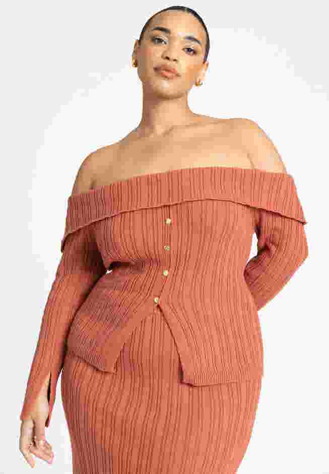 Off The Shoulder Sweater With Sleeve Slits image number 0