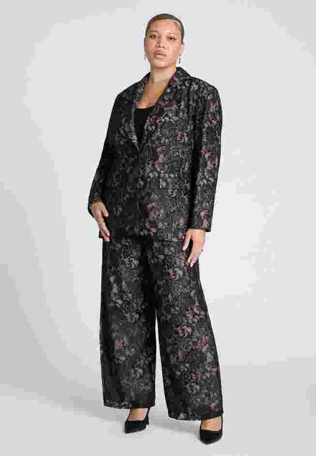 Contrast Lining Lace Blazer image number 2
