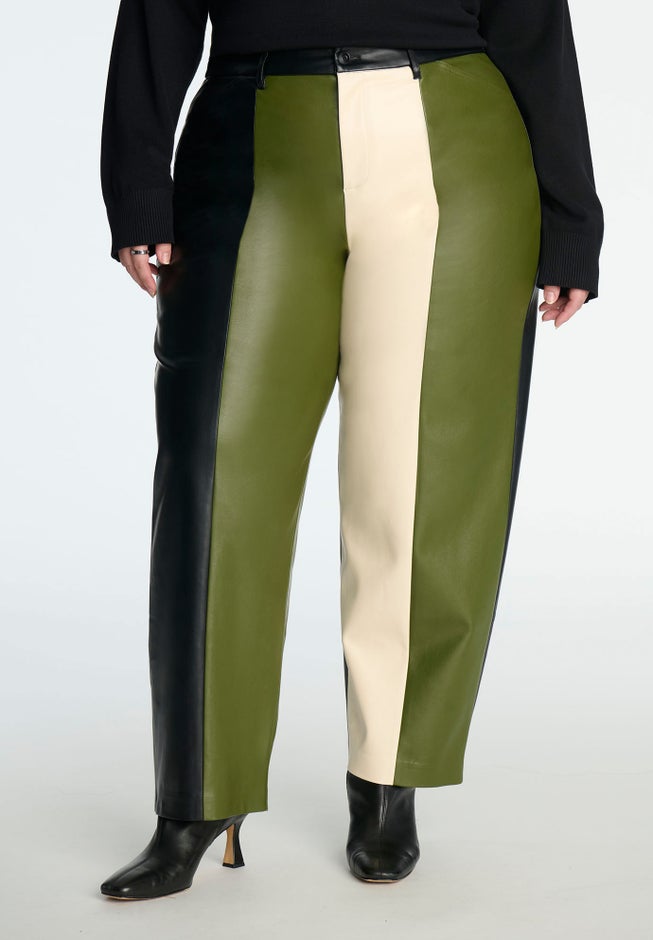 Colorblocked Faux Leather Pant image number 1
