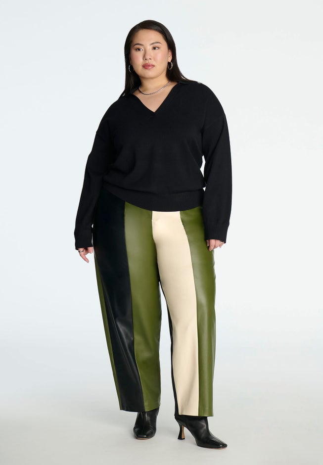 Colorblocked Faux Leather Pant image number 0
