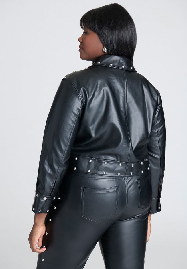 Studded Faux Leather Jacket image number 1