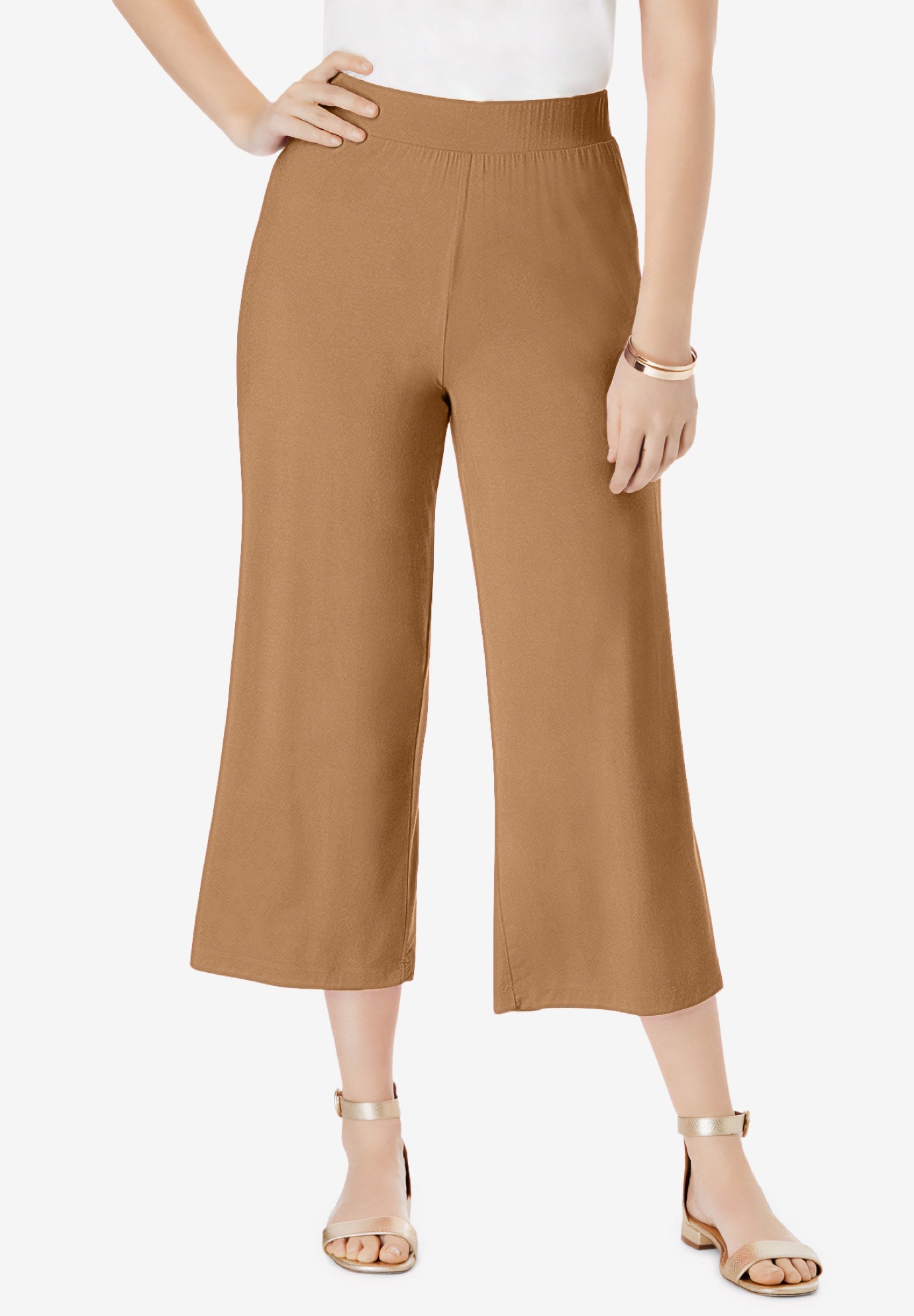 Everyday Stretch Knit Wide Leg Crop Pant image number 0