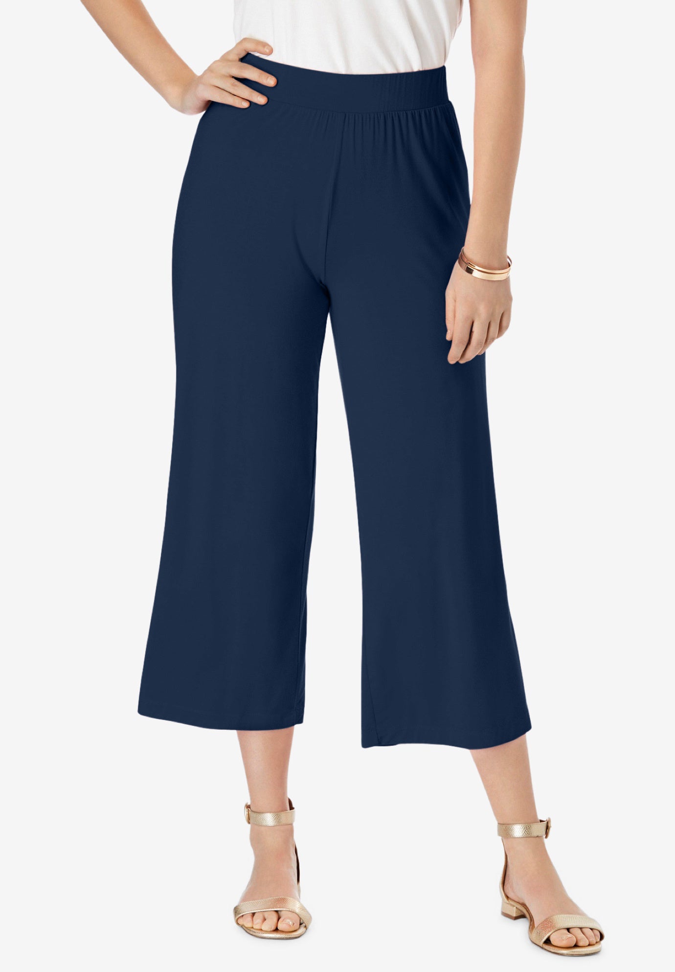Everyday Stretch Knit Wide Leg Crop Pant image number 0