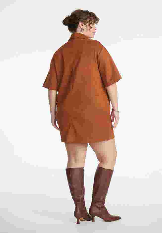 Faux Suede Mini Shirt Dress image number 1