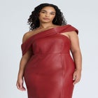 Fold Over Faux Leather Midi Dress image number null