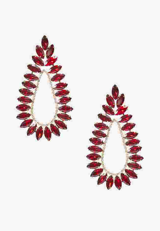 Oversized Teardrop Crystal Earrings With Mixed Crystals image number 0