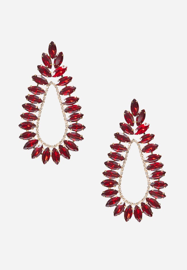 Oversized Teardrop Crystal Earrings With Mixed Crystals image number 0