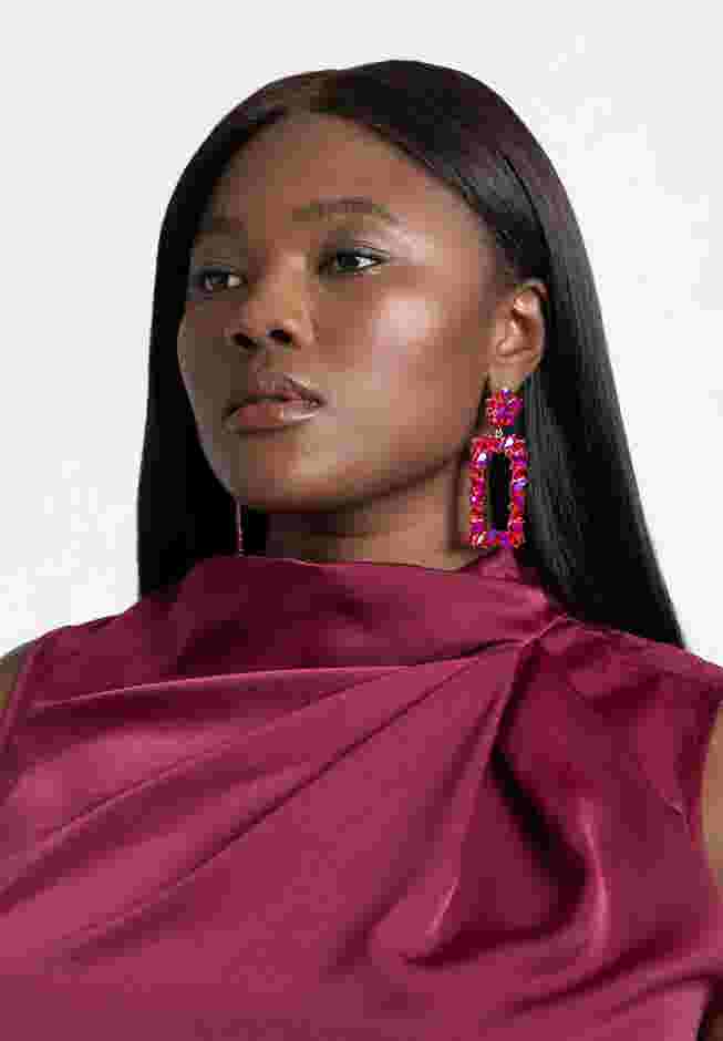 Post Crystal Rectangle Earrings image number 0