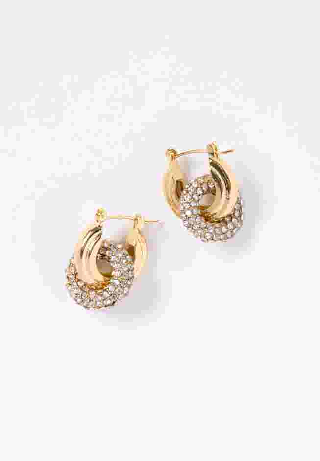 Double Link Pave Hoop Earrings image number 0