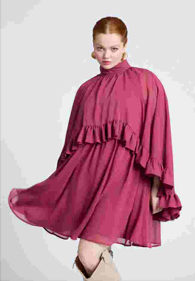 Cape Ruffle Mini Dress image number 2