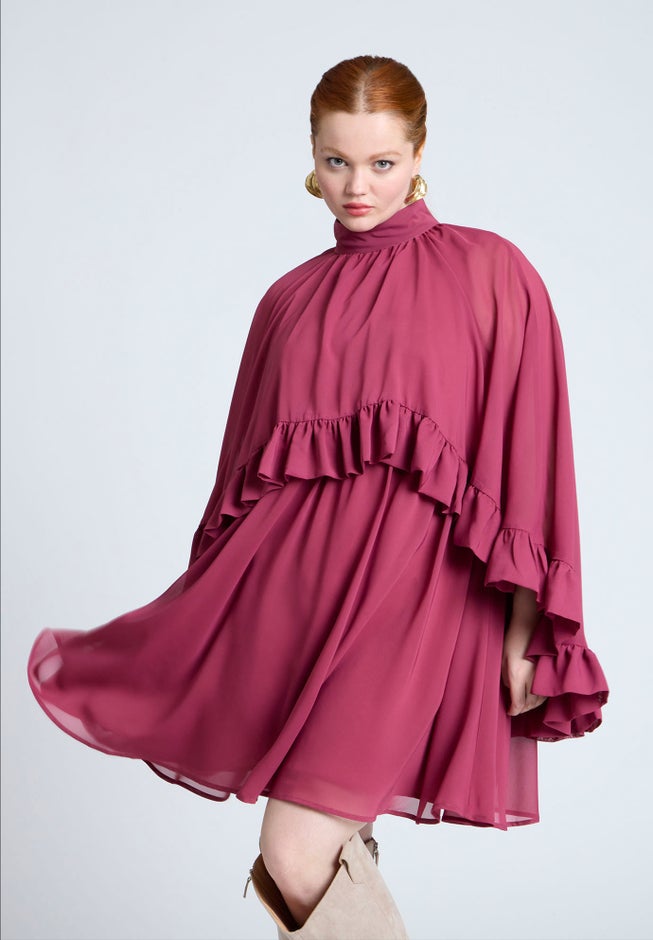 Cape Ruffle Mini Dress image number 2