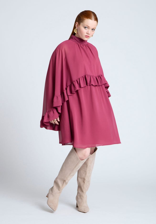 Cape Ruffle Mini Dress image number 0