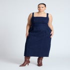 Tie Detail Denim Midi Dress image number null