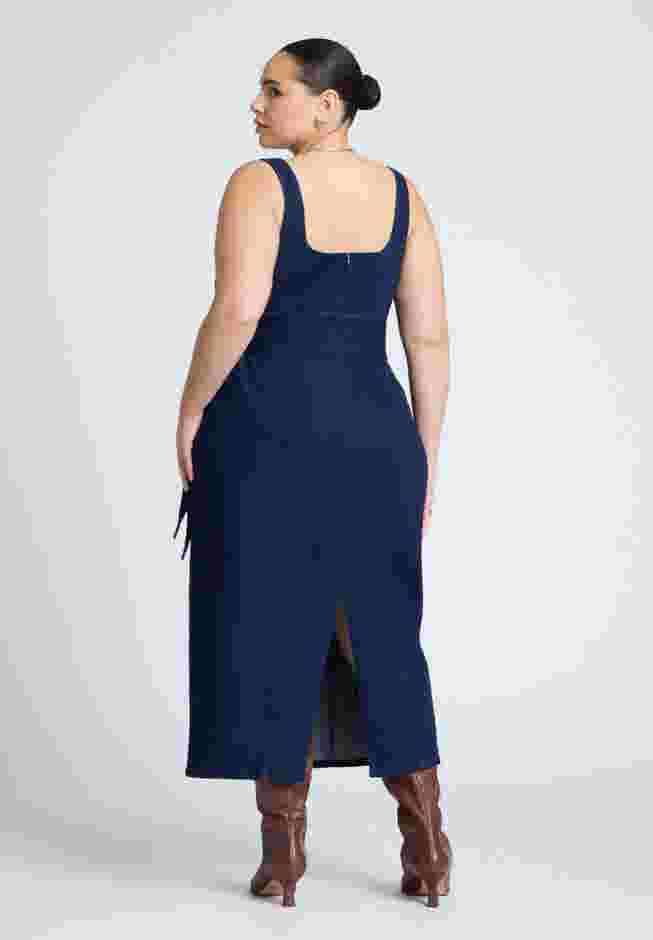Tie Detail Denim Midi Dress image number 2
