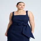 Tie Detail Denim Midi Dress image number null