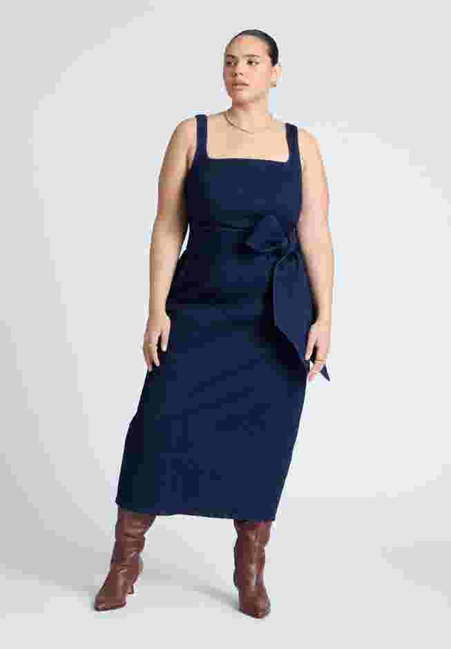 Tie Detail Denim Midi Dress image number 0