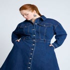 Denim Fit And Flare Shirt Dress image number null