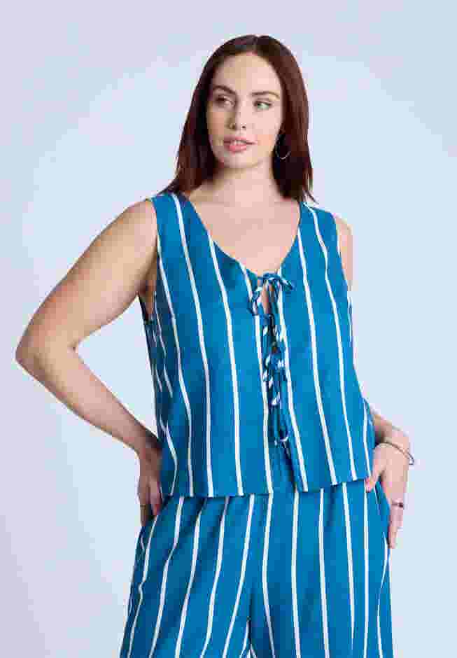 Linen-Blend Dainty Tie Vest Top image number 0