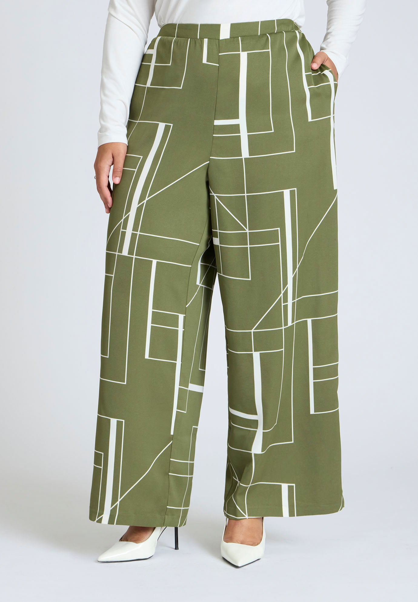 Pull On Printed Wide Leg Pant image number 1