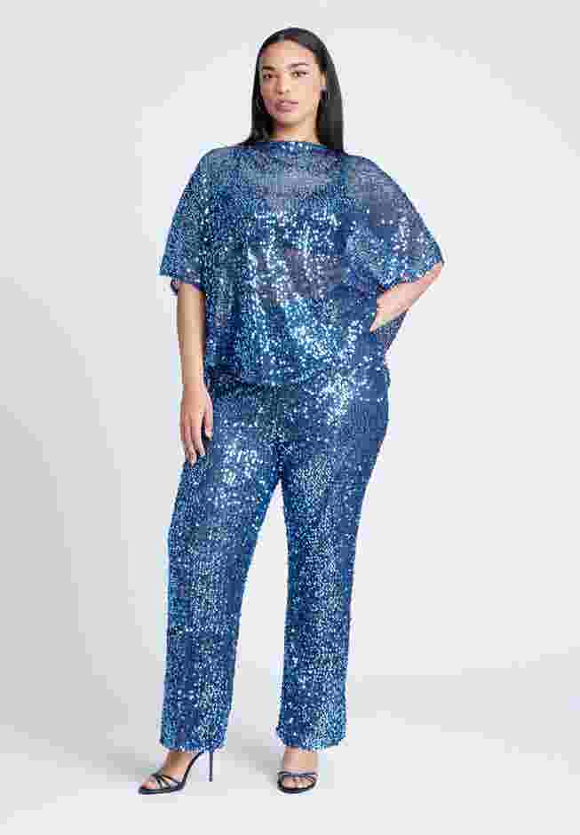 Sequin Open Mesh Straight Leg Pant image number 1