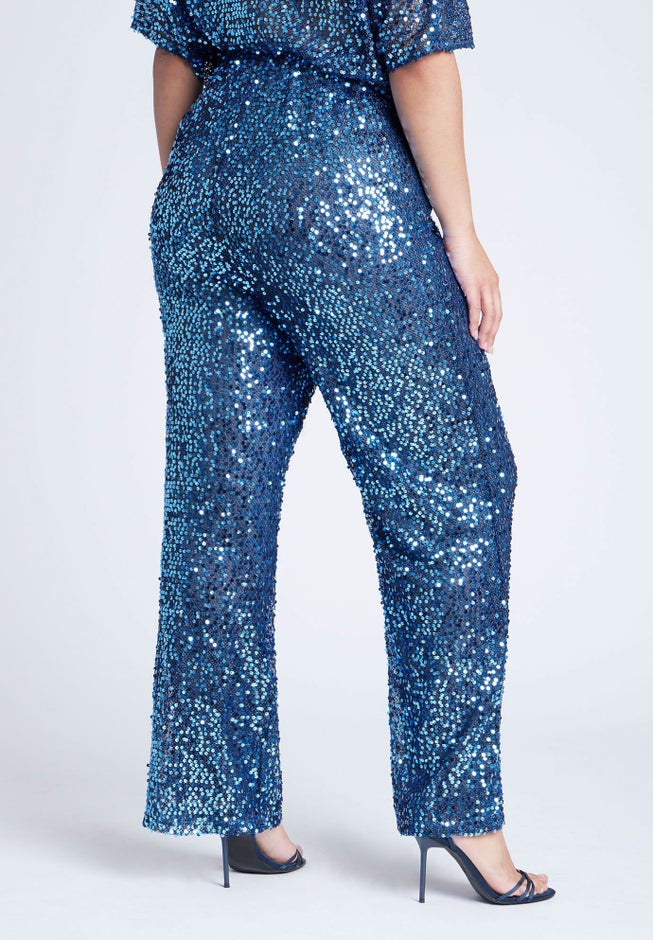 Sequin Open Mesh Straight Leg Pant image number 2
