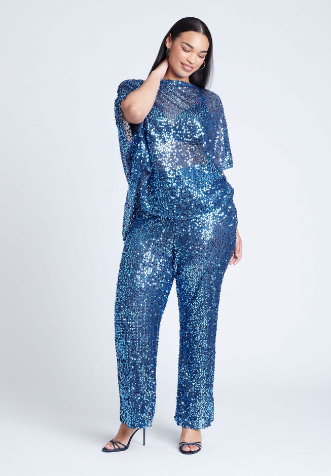 Sequin Open Mesh Straight Leg Pant image number 3