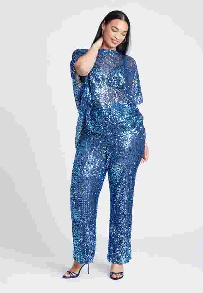 Sequin Open Mesh Straight Leg Pant image number 4