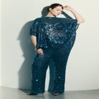 Sequin Open Mesh Straight Leg Pant image number null