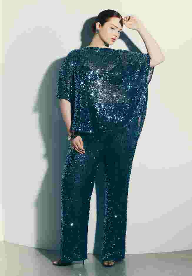 Sequin Open Mesh Straight Leg Pant image number 0