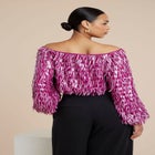 Fringe Sequin Off The Shoulder Top image number null