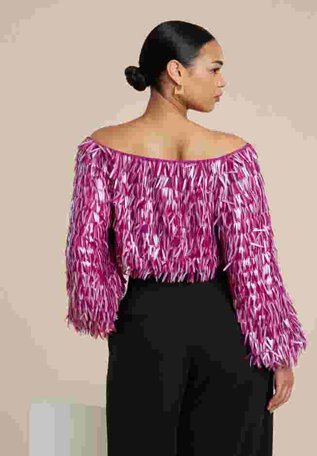 Fringe Sequin Off The Shoulder Top image number 2