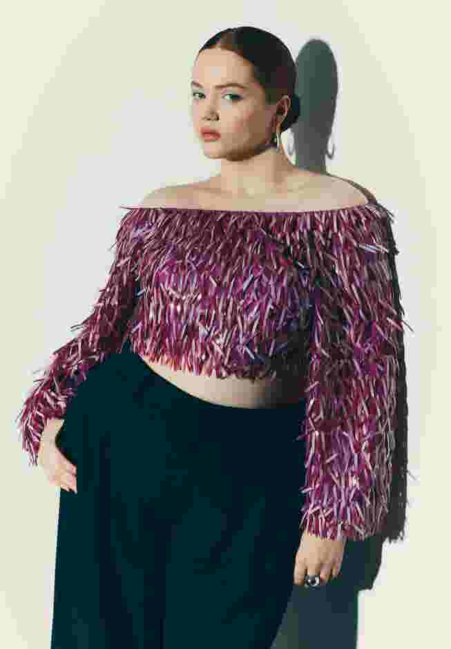 Fringe Sequin Off The Shoulder Top image number 0