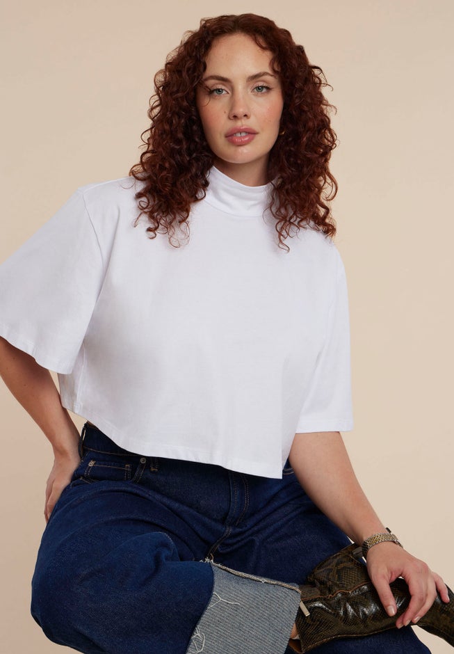 Mock Neck Crop Tee image number 1