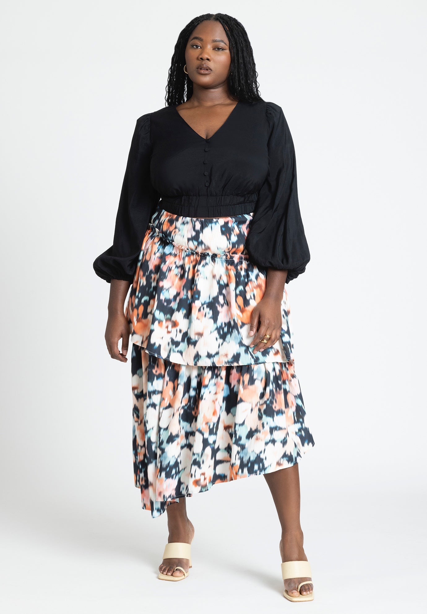 Asym Tiered Printed Skirt image number 0