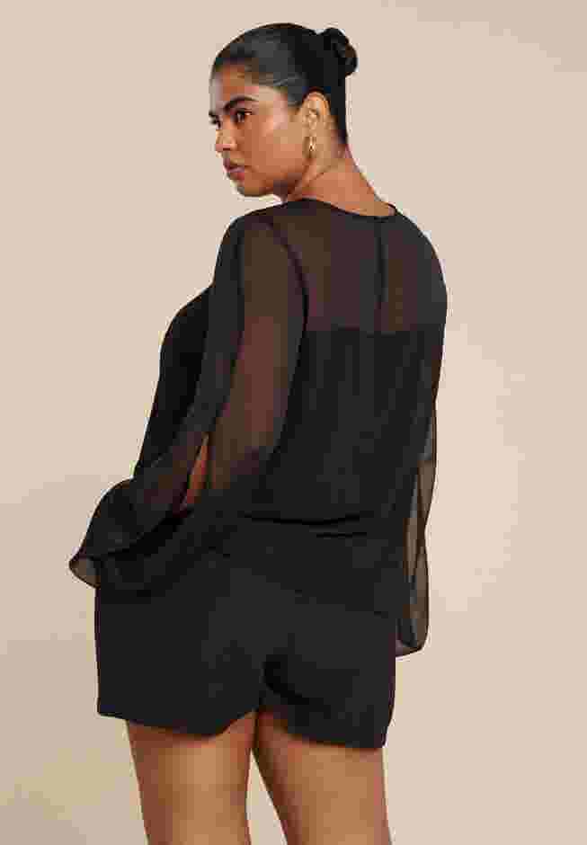 Draped Sheer Sleeve Blouse image number 2