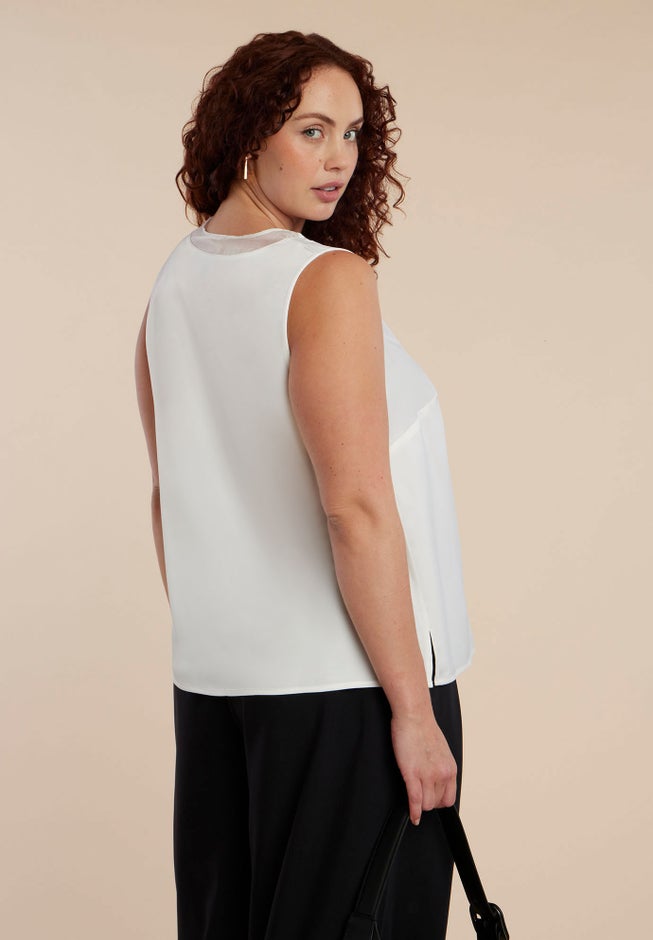 V-Neck Blouse With Chiffon Trim image number 1