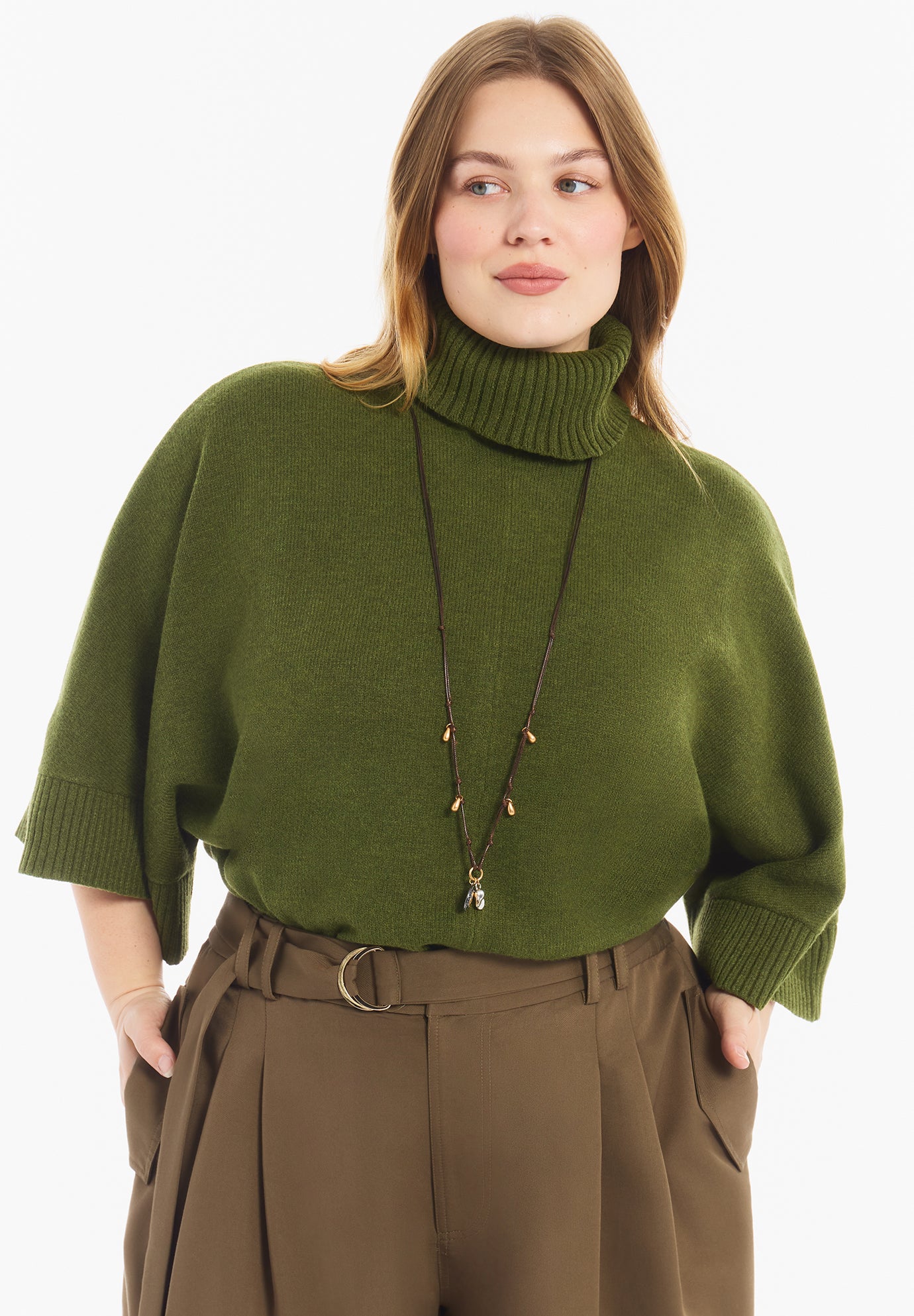 Wide-Sleeve Turtleneck Sweater image number 1