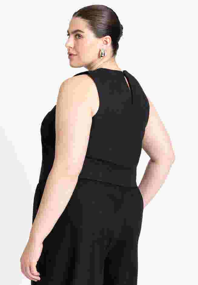 Linen-Blend Boxy Scoop Neck Crop Tank image number 1