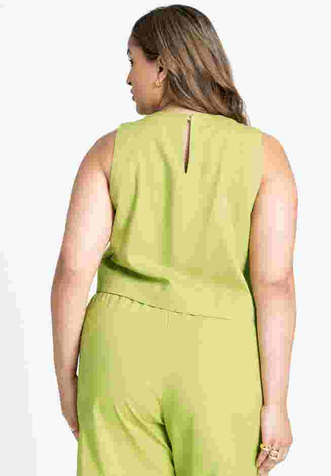 Linen-Blend Boxy Scoop Neck Crop Tank image number 1